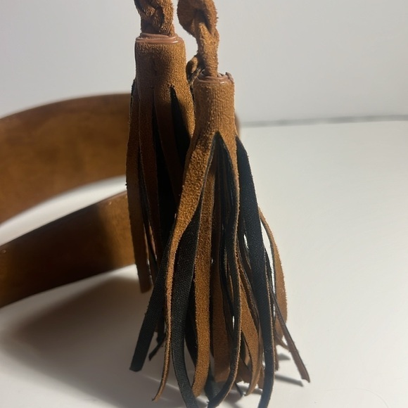 Express one size belt saude obi belt fringe Y2K mocha mouse western - Picture 3 of 6